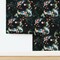 Black Koi Fish Japanese Floral Large Scale Decorative Carp Chinoiserie Water Garden Custom Pre-pasted Wallpaper by Spoonflower Pre-Pasted Wallpaper 2FT Wide